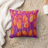 チューリップフィールド、春の花フローラオレンジパープル クッション (ブランケット)