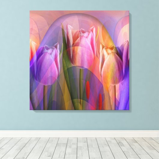 チューリップフェスティバル芸術的、混合メディアワラール キャンバスプリント (インサイチュ (ウッドフロア))