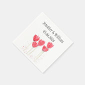 チューリップフラワーウォータカラー素朴春結婚ズ スタンダードカクテルナプキン (角)