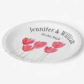 チューリップフラワーウォータカラー素朴春結婚ズ ペーパープレート (アングル)