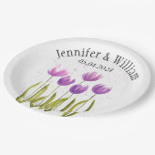 チューリップフラワーウォータカラー素朴春結婚ズ ペーパープレート (アングル)