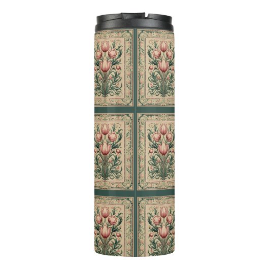 チューリップフラワーエメラルドスクウェア中世 タンブラー (裏面)