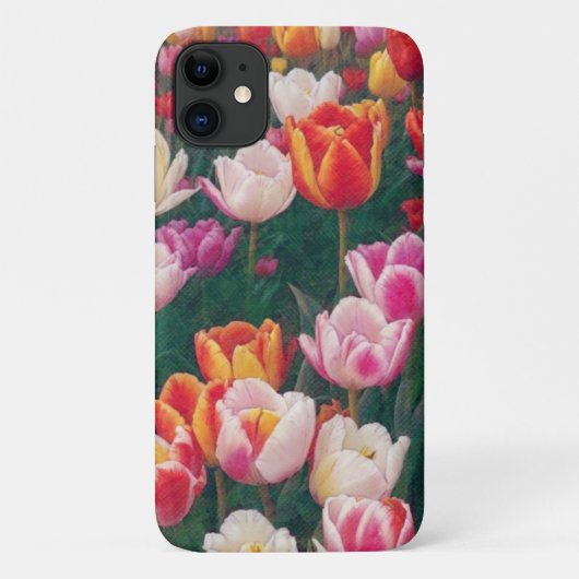 チューリップフラワーガーデンアートオレンジピンクフォンケース Case-Mate iPhoneケース (裏面)