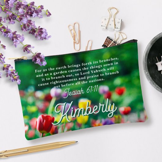 チューリップフラワーガーデンバイブル聖なる書物、 経典 パーソナライズされた アクセサリーポーチ