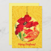 チューリップフラワークリスマスオーナメントアートフラットカード シーズンカード (正面/裏面)
