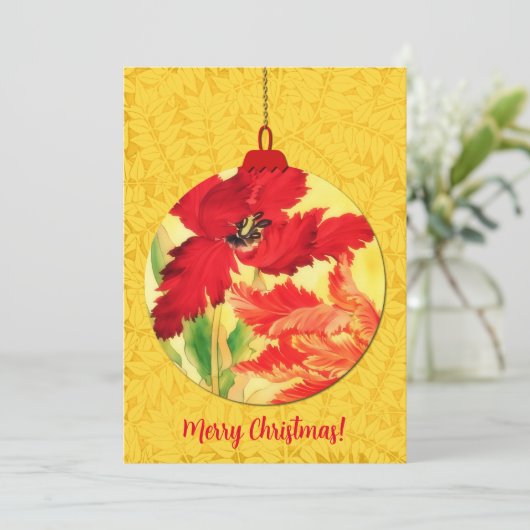 チューリップフラワークリスマスオーナメントアートフラットカード シーズンカード (スタンド正面)