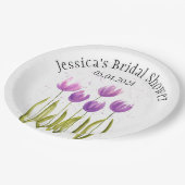 チューリップフラワーズウォーターカラー春ブライダルシャワー ペーパープレート (アングル)