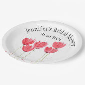 チューリップフラワーズウォーターカラー春ブライダルシャワー ペーパープレート (アングル)