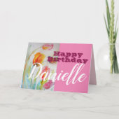 チューリップフラワーハッピーバースデー女性名札 カード (正面)