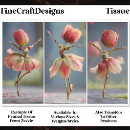 チューリップフラワーバレリーナ3つ、ピンクDJ5Lデコページ 薄葉紙