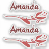 チューリップフラワーフローリッシュピンクブルゴーニュ名前をカスタムする シール (正面)