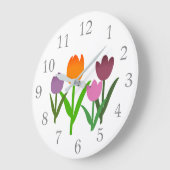チューリップフラワーホームデコーウォールクロック ラージ壁時計 (傾斜)