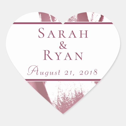 チューリップフラワーボルドーエレガントなウェディングステッカー ハートシール (正面)