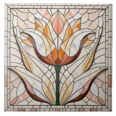 チューリップフラワーモザイク – 暖かいパステル タイル (正面)