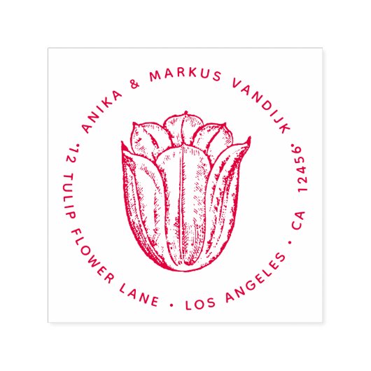 チューリップフラワーレッド差出人住所ホランドボタニック セルフインキングスタンプ (デザイン)