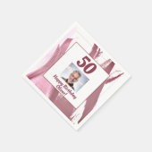 チューリップフラワーレッド50誕生日フローラ写真 スタンダードカクテルナプキン (角)