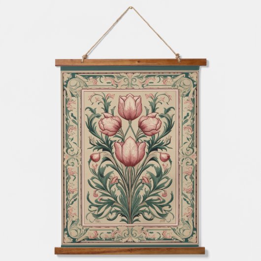 チューリップフラワー中世 吊り下げ型タペストリー (正面)