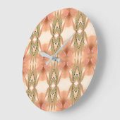 チューリップフローラデザインのグリーンとサンゴ時計 ラージ壁時計 (傾斜)