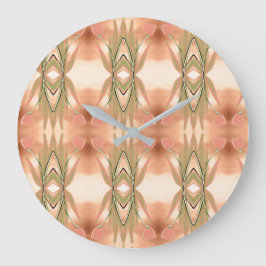 チューリップフローラデザインのグリーンとサンゴ時計 ラージ壁時計