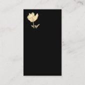 チューリップフローラデザインの花の写真撮影オン黒 名刺 (裏面)