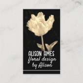 チューリップフローラデザインの花の写真撮影オン黒 名刺 (正面)