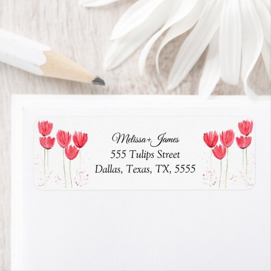 チューリップフローラ結婚水彩差出人住所 ラベル (インサイチュ)