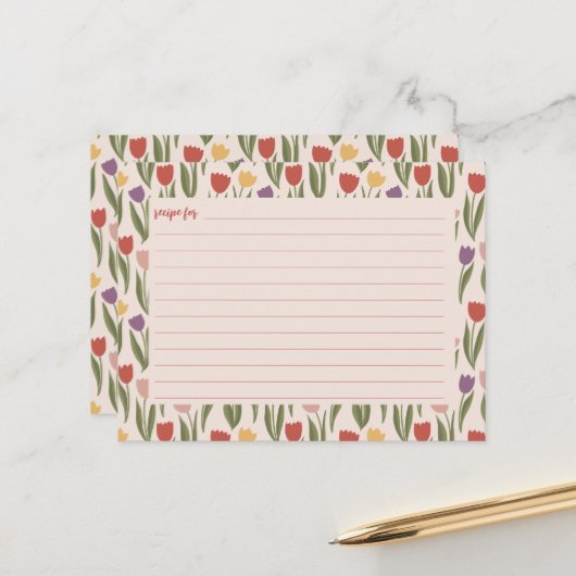 チューリップブライダルシャワーレシピカード ポストカード (正面/裏面インサイチュ)