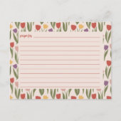 チューリップブライダルシャワーレシピカード ポストカード (正面)