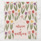 チューリップブライダルシャワー結婚またはパーソナライズされたの ワインラベル (シングルラベル)