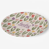 チューリップブライダルシャワー パーソナライズされた ペーパープレート (アングル)