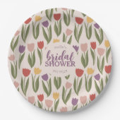 チューリップブライダルシャワー パーソナライズされた ペーパープレート (正面)