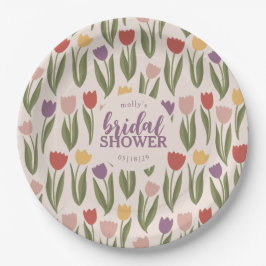 チューリップブライダルシャワー パーソナライズされた ペーパープレート