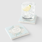 チューリップブルー結婚フローラ ストーンコースター (横)