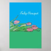チューリップブーケが緑と青に伏せる ポスター (正面)