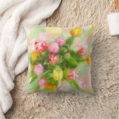 チューリップブーケのヴィンテージルック – フローラアート クッション (ブランケット)