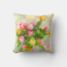 チューリップブーケのヴィンテージルック – フローラアート クッション