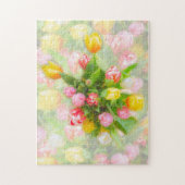 チューリップブーケのヴィンテージルック – フローラアート ジグソーパズル (縦)