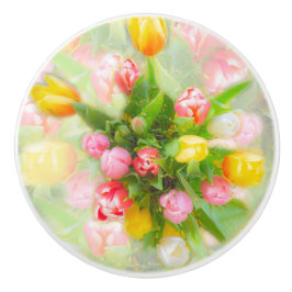 チューリップブーケのヴィンテージルック – フローラアート セラミックノブ