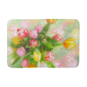 チューリップブーケのヴィンテージルック – フローラアート バスマット (正面)