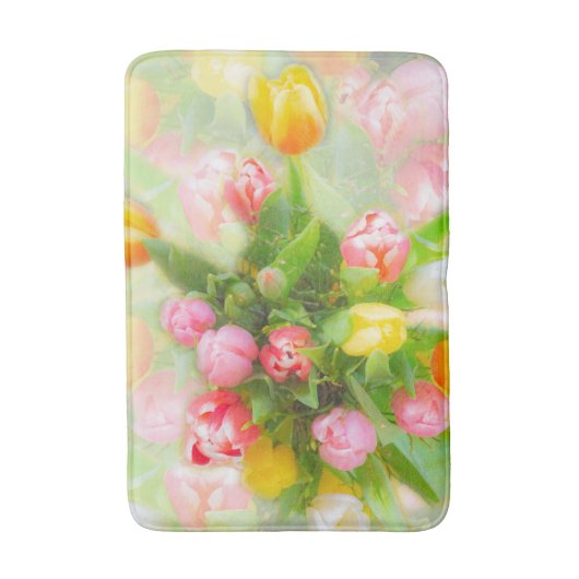 チューリップブーケのヴィンテージルック – フローラアート バスマット (正面縦)