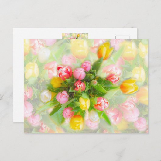 チューリップブーケのヴィンテージルック – フローラアート ポストカード (正面/裏面)