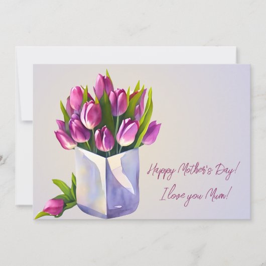 チューリップブーケパープルハッピーマザーズデイ シーズンカード (正面)