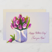 チューリップブーケパープルハッピーマザーズデイ シーズンカード (正面/裏面)