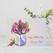 チューリップブーケパープルハッピーマザーズデイ シーズンカード (スタンド正面)