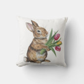 チューリップブーケ付きバニー クッション (正面)