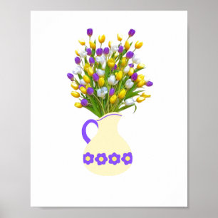 チューリップブーケ入り黄色の花瓶 ポスター