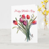 チューリップブーケ母のデイカード カード (黄色い花)