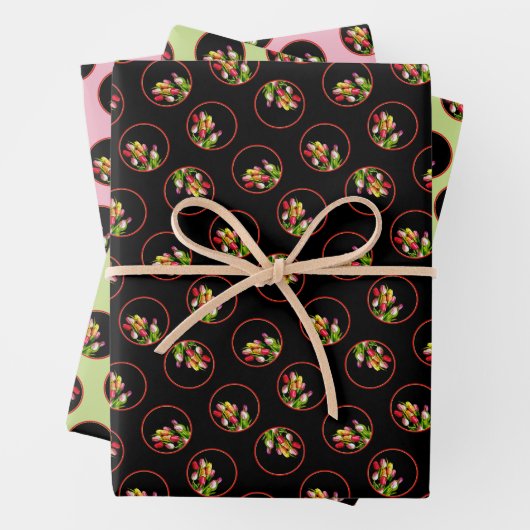 チューリップブーケ絵を描のオリジナルガーデンフラワーアート ラッピングペーパーシート (インサイチュ)