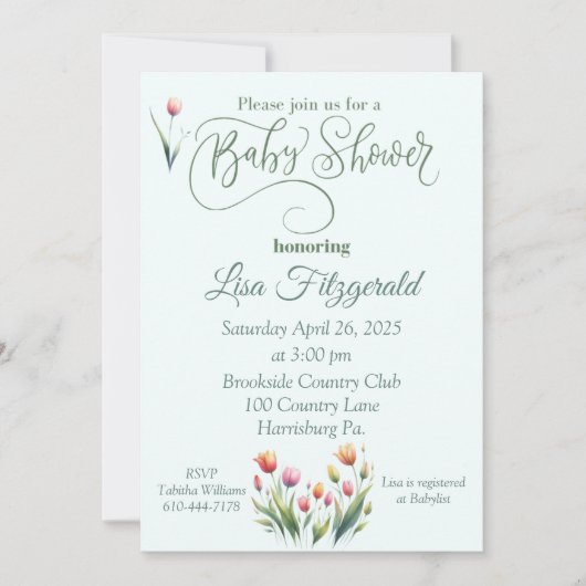チューリップベビーシャワー招待状 招待状 (正面)
