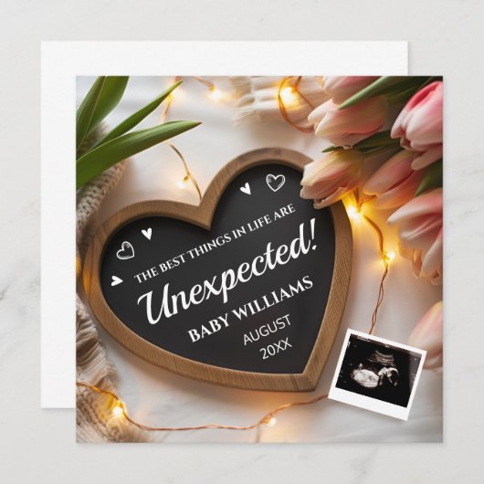 チューリップベビー発表ソーシャルメディア 招待状 (正面/裏面)